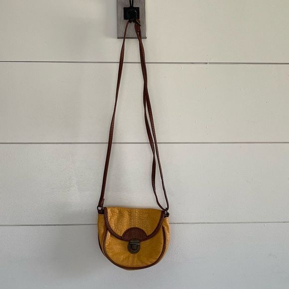 American Eagle Outfitters Handbags - American Eagle Yellow Vegan Leather Crossbody